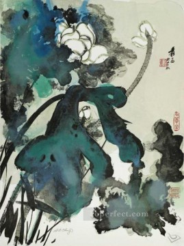 チャン・ダーチアン チャン・ダイチエン Painting - チャン・ダイ・チェン・ロータス 1973年 古い中国のインク
